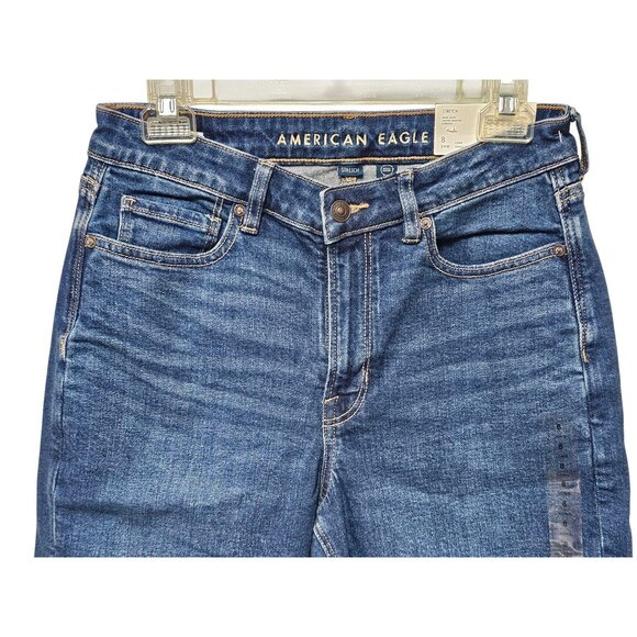 American Eagle Mom Jeans Super High Rise Womens 8 Long 29W Stretch Medium Wash - Picture 14 of 16